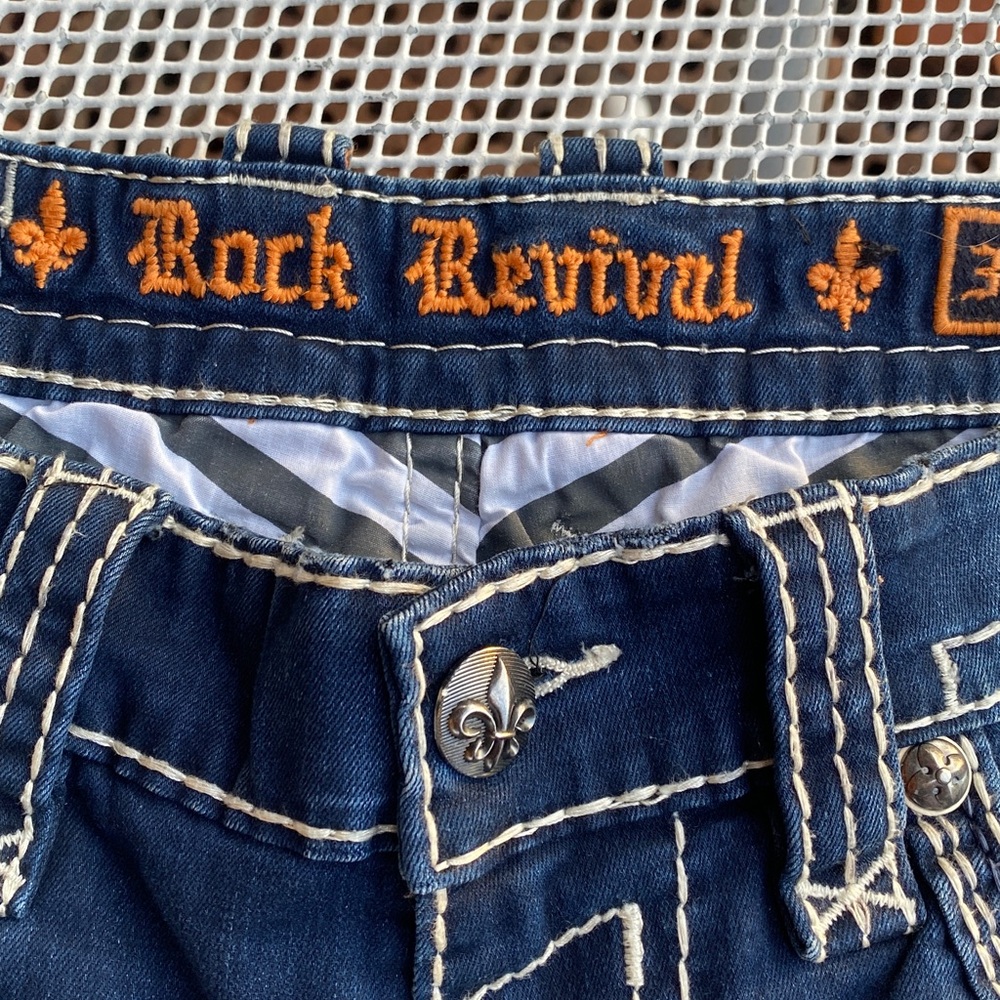 Rock Revival Blue Denim Jeans Elmwood boot size 34 - Picture 8 of 14